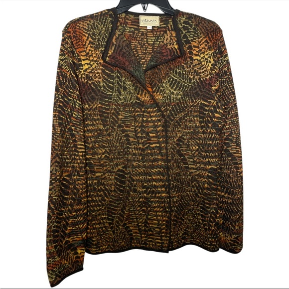 Intiwara hand made 100% Alpaca cardigan brown geometric Pattern women’s large - Picture 2 of 5